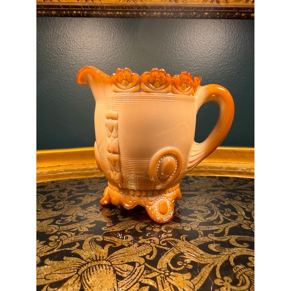 Antique‎ Greentown Dewey Chocolate Slag Glass Creamer c.1898 - Picture 7 of 17